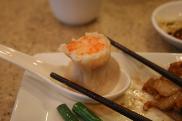 2 shrimp dumpling chopsticks