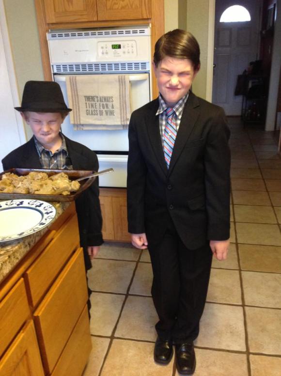 dressed up boys on thanksgiving