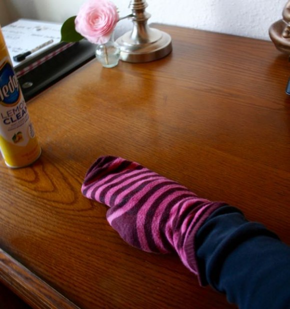 dusting with socks