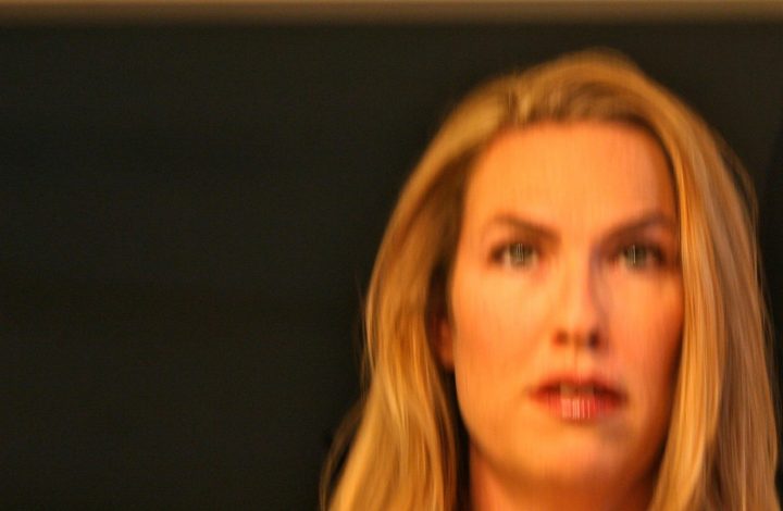 woman's face in mirror