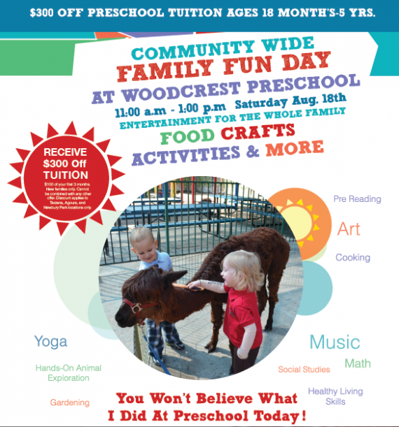 Woodcrest Preschool Hosts Free Family Fun Day This Saturday Woodcrest Preschool Hosts Free Family Fun Day This Saturday