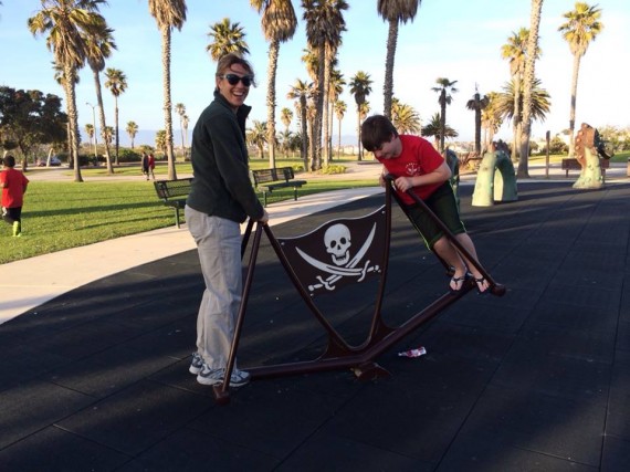 mom and kyle on teeter totter