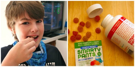 boy with smarty pants vitamin gummies