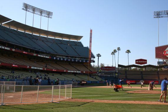 Dodger Stadium kids run bases