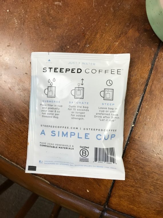 coffee package with brewing instructions